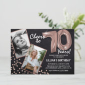 Chalkboard RoseGold Balloons 2 Photo 70誕生日 招待状 (スタンド正面)