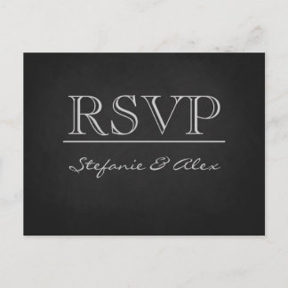 Chalkboard RSVPの結婚ポストカード インビテーションポストカード