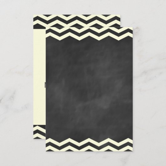 Chalkboard RSVP上の黄色いシェブロン 出欠カード (正面/裏面)