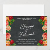 Chalkboard Rustic Vintage Rose Floral Landscape 招待状 (正面/裏面)