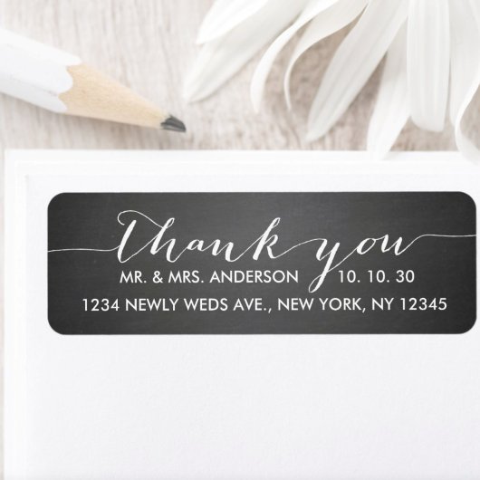 Chalkboard Script 結婚's Thank You ラベル
