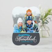 Chalkboard Script Hanukkahフォトカード シーズンカード (スタンド正面)