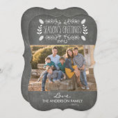 Chalkboard Season'素朴s Greetingsフォトカード シーズンカード (正面/裏面)