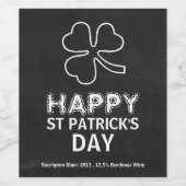 Chalkboard Shamrock, St Patrick's Dayパーティー ワインラベル (シングルラベル)