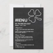 Chalkboard Shamrock, St Patrick's Dayメニューカード 招待状 (正面)