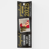 Chalkboard Sketch 2025おめでとう写真卒業 横断幕 (縦)