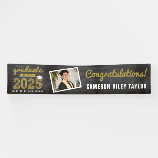 Chalkboard Sketch 2025写真卒業パーティー 横断幕 (横)