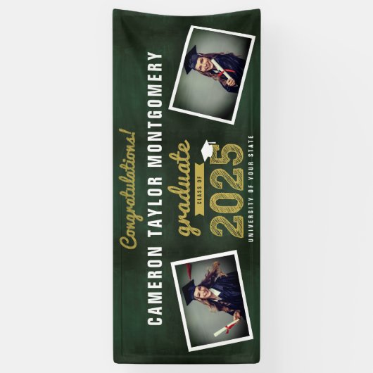 Chalkboard Sketch 2025 2枚の写真卒業パーティー 横断幕 (縦)