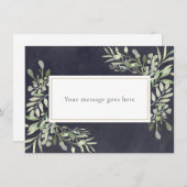 Chalkboard Soft Message Greenery Your Message サンキューカード (正面/裏面)