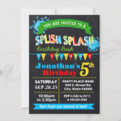 Chalkboard Splishスプラッシュ誕生日バッシュパーティー 招待状 (正面)