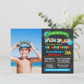 Chalkboard Splish barthday bashパーティー 招待状 (スタンド正面)