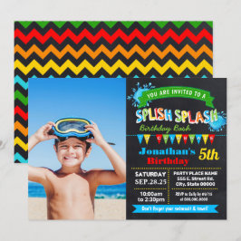 Chalkboard Splish barthday bashパーティー 招待状