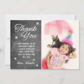 Chalkboard Stars子供の誕生日写真ありがとう カード (正面)