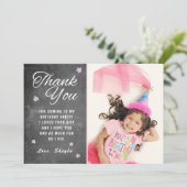 Chalkboard Stars子供の誕生日写真ありがとう カード (スタンド正面)
