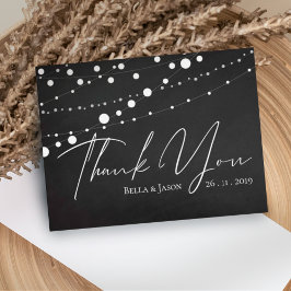 Chalkboard String Lights結婚's Thank You ポストカード