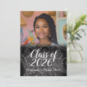 Chalkboard Swirl Class of 2021写真卒業 招待状 (スタンド正面)