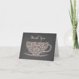 Chalkboard Teacup Teaレースのよう Thank You Note Card サンキューカード