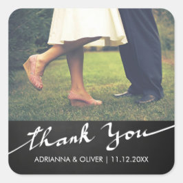 Chalkboard Thank Youタイポグラフィ結婚の写真 スクエアシール