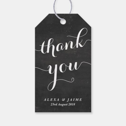 Chalkboard Thank You Cute モダン Writechnology ギフトタグ (正面)