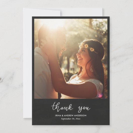 Chalkboard Thank You Script Wedding Couple Photo (正面)