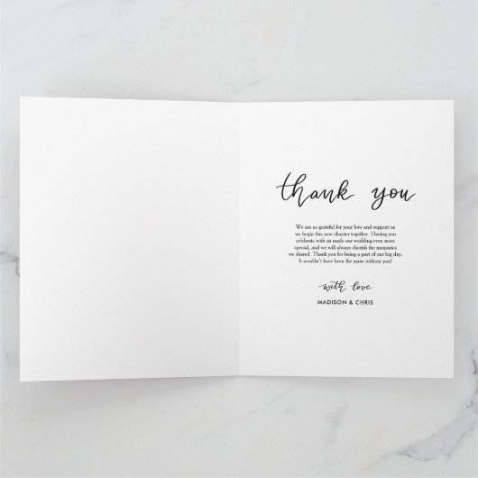 Chalkboard Thank You Script Wedding Photo Collage サンキューカード (内部)