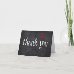 Chalkboard Thank You with赤いハート サンキューカード