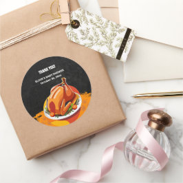 Chalkboard Thanksgiving Roasted Turkey Baby Shower ラウンドシール