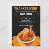Chalkboard Thanksgiving Roasted Turkey Baby Shower 招待状 (正面)