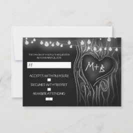 Chalkboard treeエレガントな結婚式RSVPカード 出欠カード