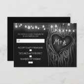 Chalkboard treeエレガントな結婚式RSVPカード 出欠カード (正面/裏面)