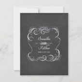 Chalkboard Typographic Leaf Swirl素朴結婚's 出欠カード (裏面)