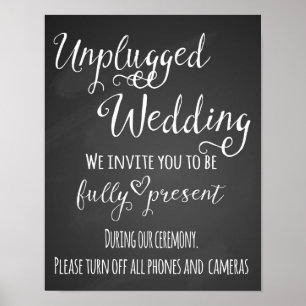 Chalkboard Unpluggedの結婚プリントポスター ポスター