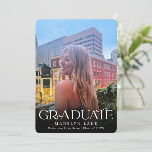 Chalkboard Vertical Three Photo 2023卒業 招待状 (スタンド正面)