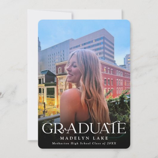 Chalkboard Vertical Three Photo 2023卒業 招待状 (正面)