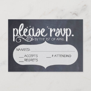 Chalkboard Vintage Wedding RSVPポストカード 出欠カード