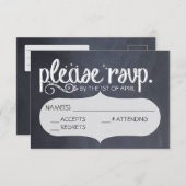 Chalkboard Vintage Wedding RSVPポストカード 出欠カード (正面/裏面)