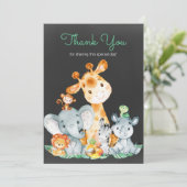 Chalkboard Watercolかわいいジャングル動物ありがとう サンキューカード (スタンド正面)