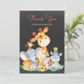 Chalkboard Watercolかわいいジャングル動物ありがとう サンキューカード (スタンド正面)