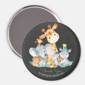 Chalkboard Watercolかわいいジャングル動物ありがとう マグネット (正面/裏面)