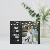 Chalkboard Wedding日付の写真はがきを保存 案内ポストカード (スタンド正面)