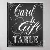 Chalkboard wedding Cards and gift table print ポスター (正面)