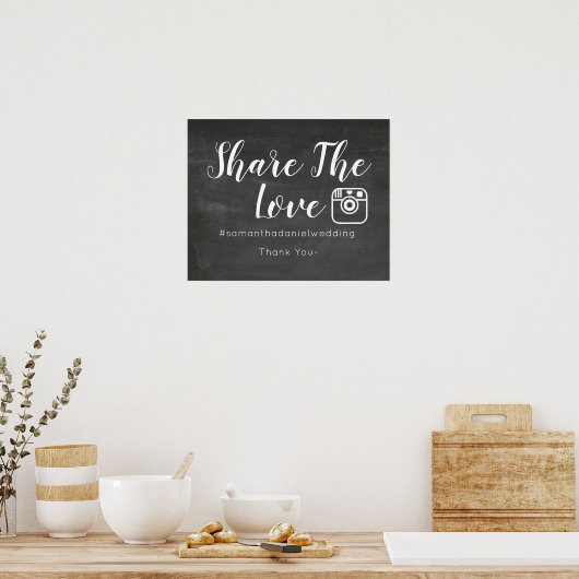 Chalkboard  Wedding Instagram sharing sign ポスター (キッチン)