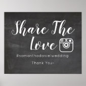Chalkboard  Wedding Instagram sharing sign ポスター (正面)