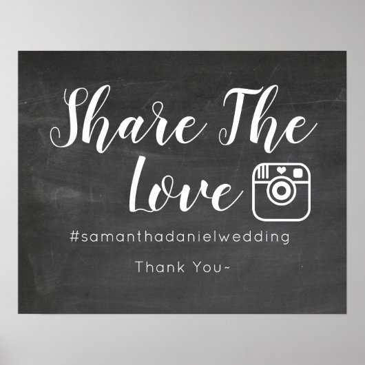 Chalkboard  Wedding Instagram sharing sign ポスター (正面)