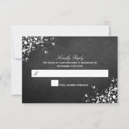 Chalkboard Wedding RSVPカードの白い渦巻き 出欠カード