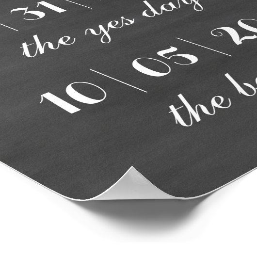 Chalkboard Wedding Sign ポスター (角)