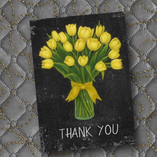 Chalkboard Yellow Tulips サンキューカード