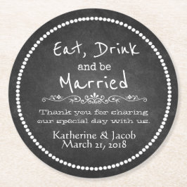 Chalkboard's 結婚 Thank You Favy紙コースター ラウンドペーパーコースター