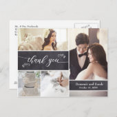 Chalked 4フォトコラージュ素朴の結婚感謝 案内ポストカード (正面/裏面)