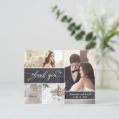 Chalked 4フォトコラージュ素朴の結婚感謝 案内ポストカード (スタンド正面)